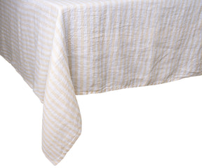 A simple linen cloth tablecloth in a solid color.