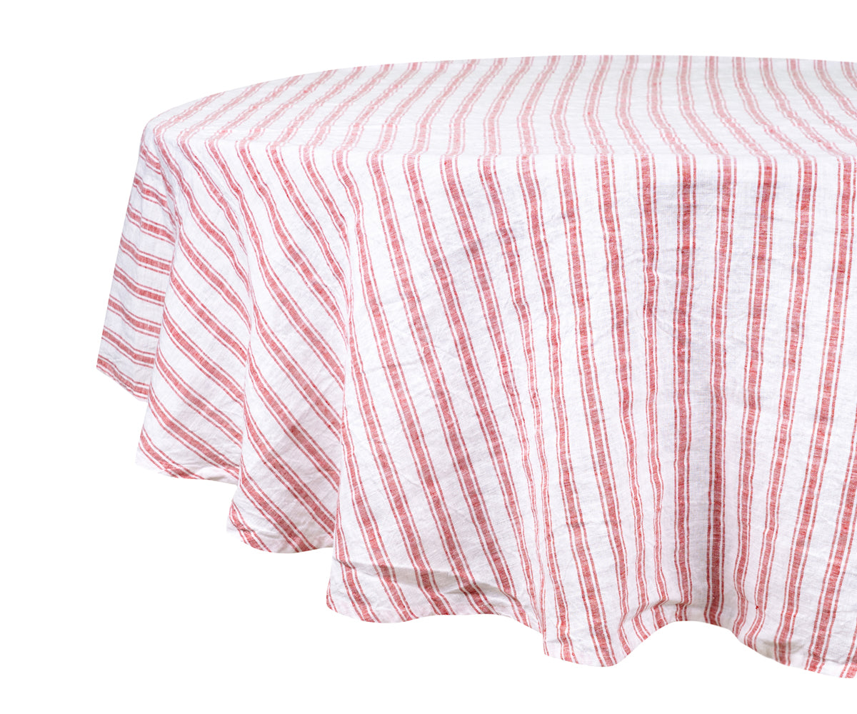 Elegant linen tablecloth in natural color for round tables