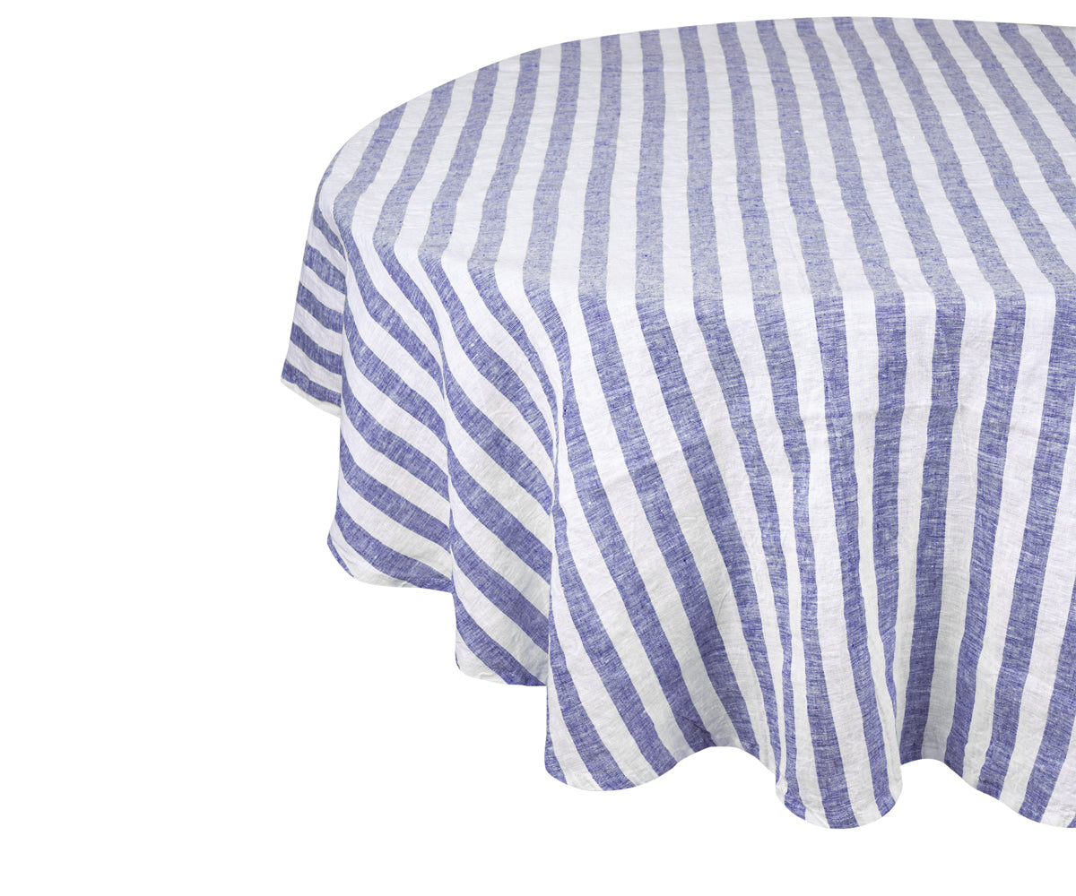 Chic and durable round blue fabric tablecloth for rectangle tables