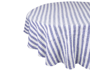 Chic and durable round blue fabric tablecloth for rectangle tables