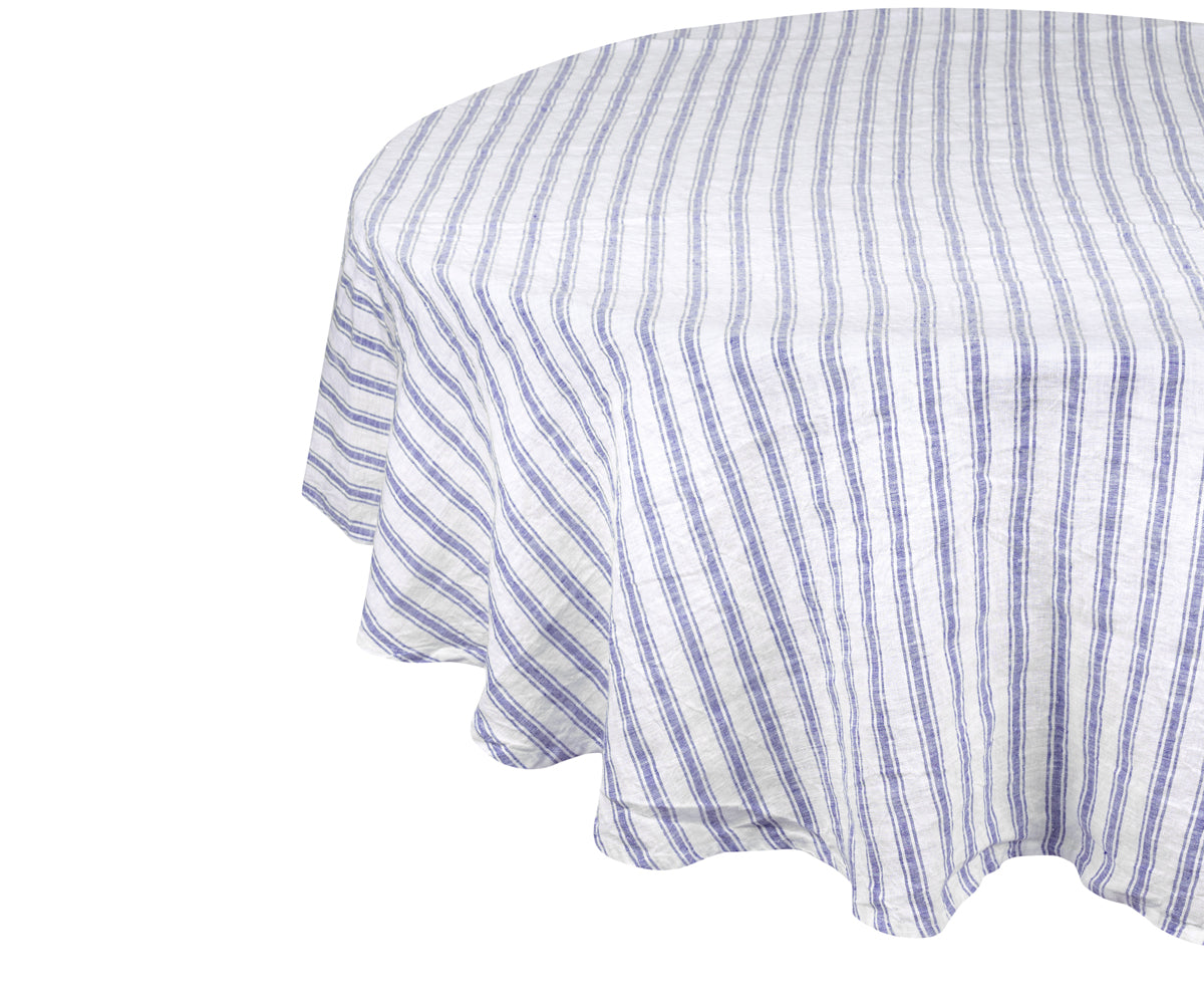 Blue round tablecloth with a stylish and contemporary look