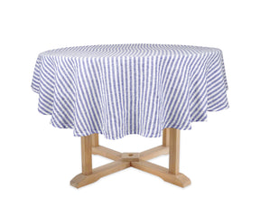 A fitted round tablecloth for a snug and tailored fit.