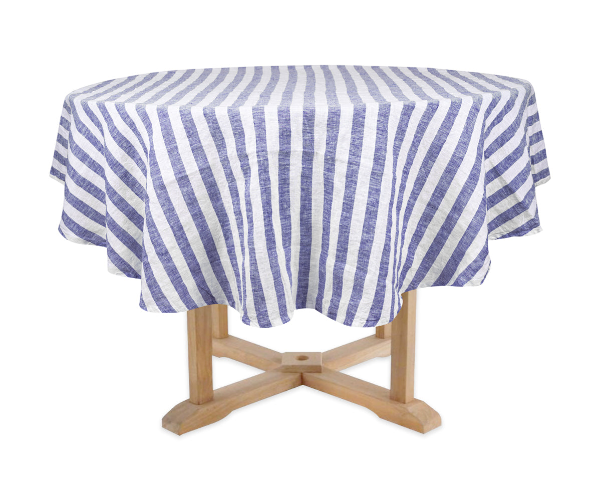 Linen tablecloth in a beautiful blue and white shade for rectangular tables