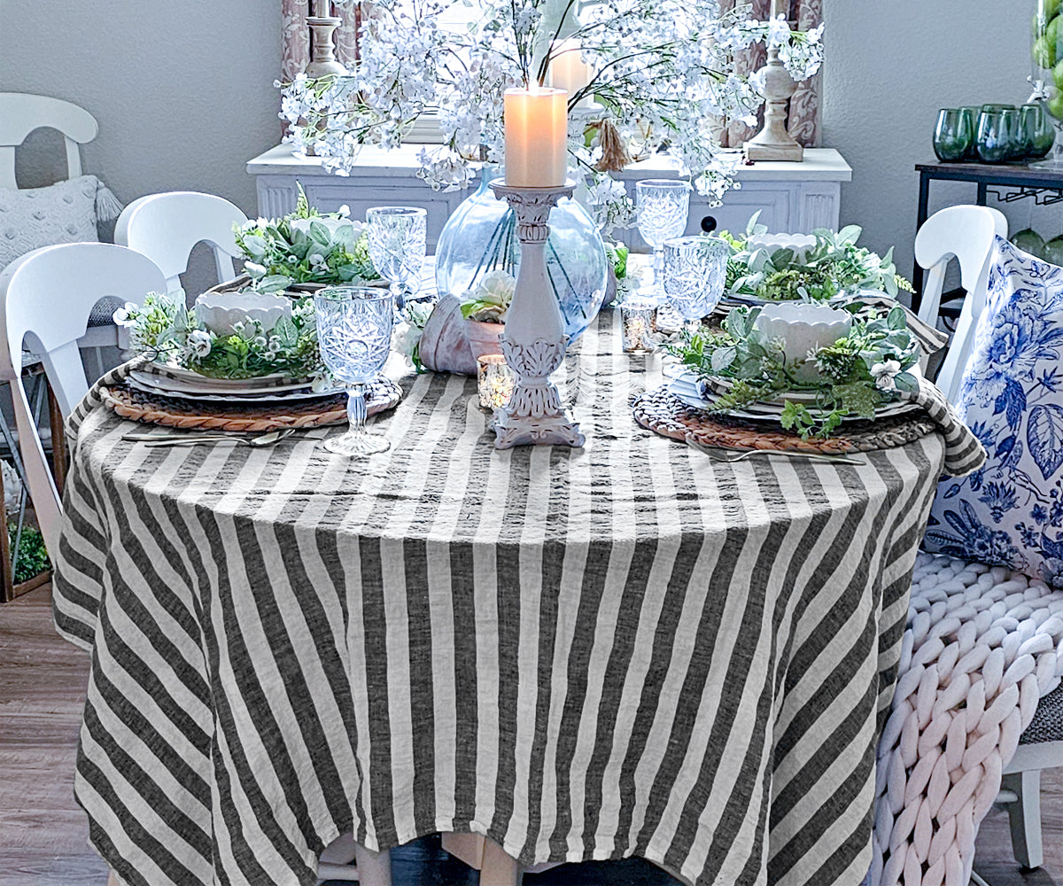 tablecloth for round table are smooth and luxurious texture of linen adds a touch of luxury to the dining experience
