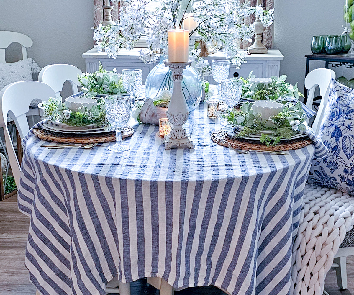 Linen tablecloths exude timeless elegance and sophistication, adding a touch of class to any dining occasion.