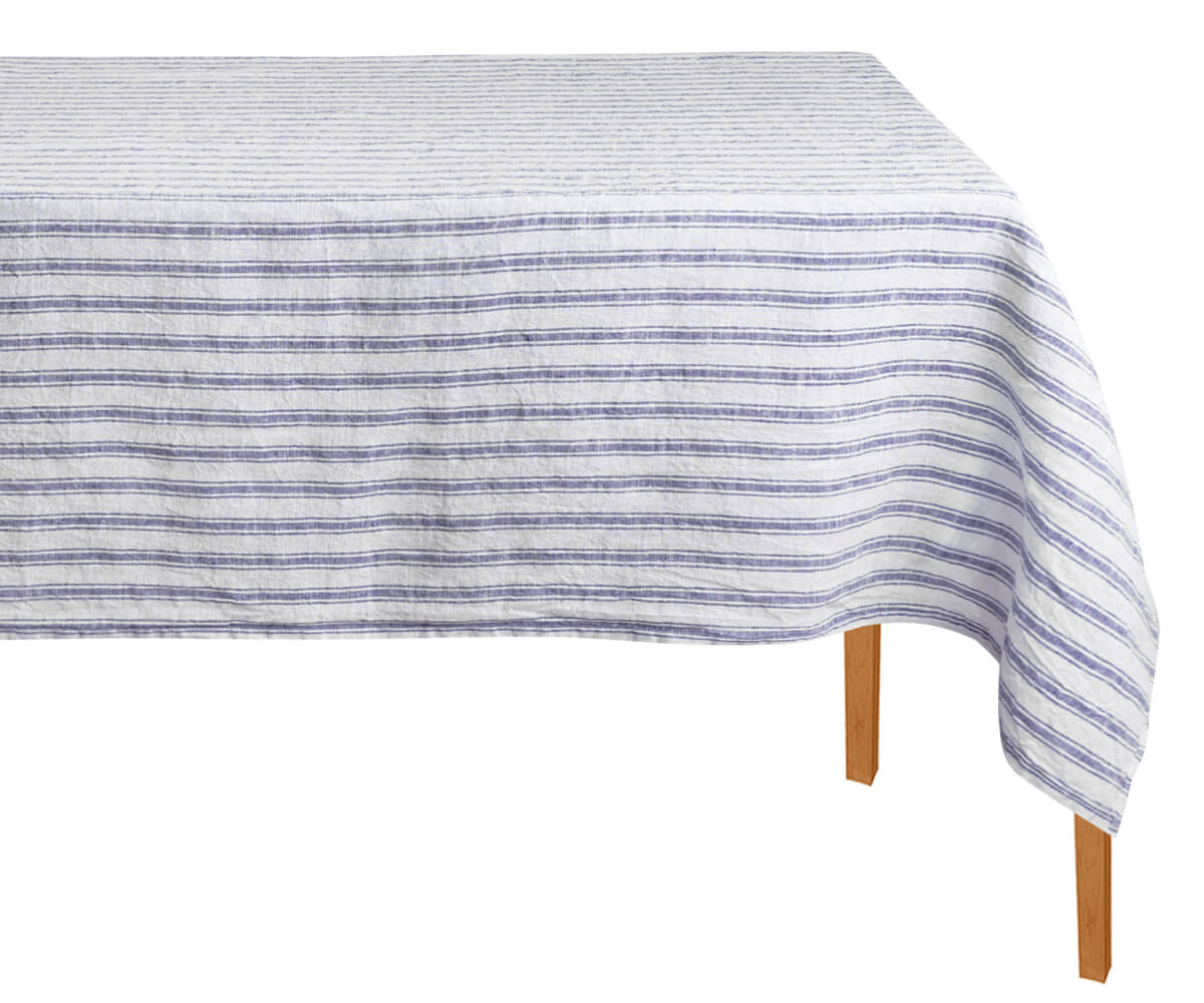 Washed linen tablecloth with a soft, relaxed texture for a casual vibe.