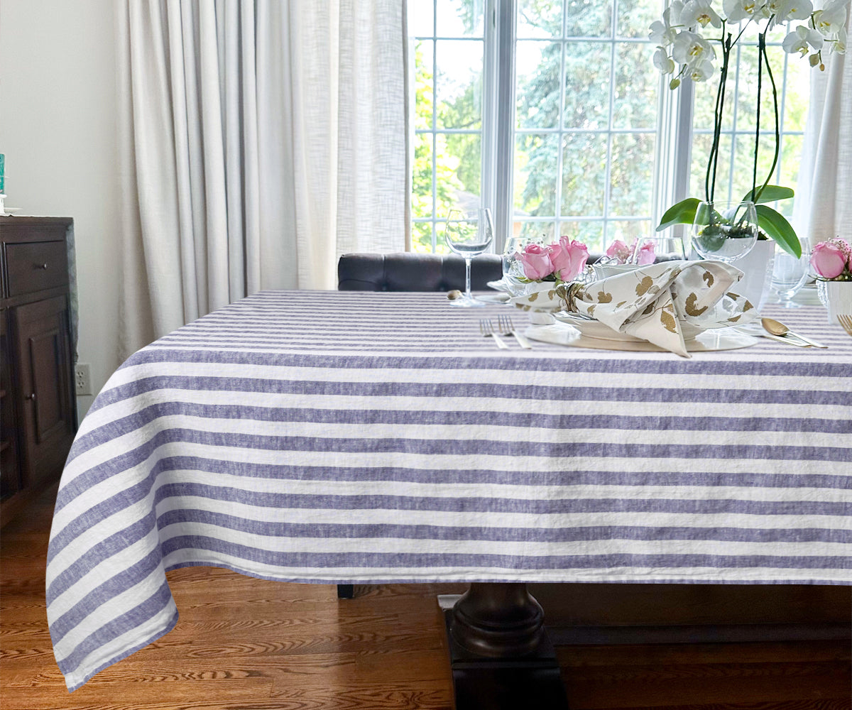 Linen tablecloth in a beautiful royal blue shade for rectangular tables