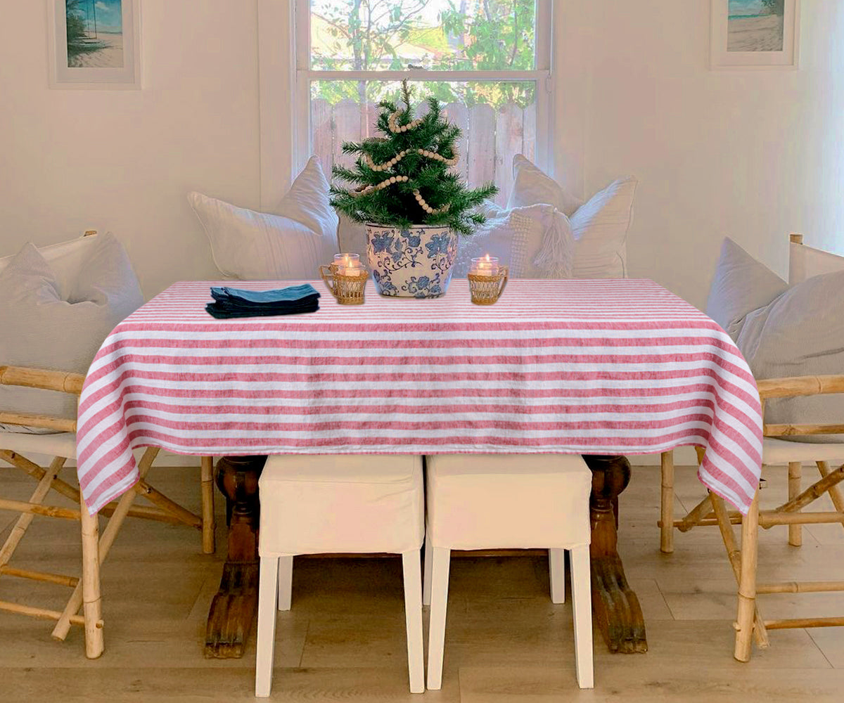 Italian Stripe Tablecloth adding elegance to your dining experience.