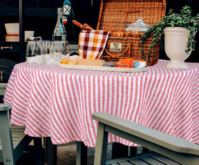 Round tablecloth 60" - Red Linen round table cloth for a timeless and versatile option.