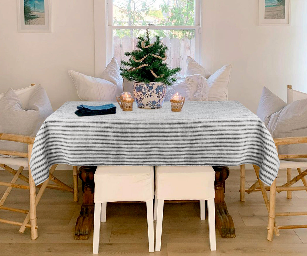 Linen Table Cloth - Homestead Stripe Tablecloth