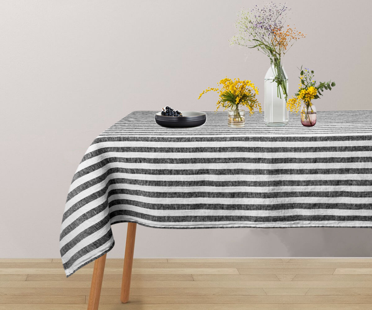 Italian Stripe Tablecloth - Washed Linen Tablecloths