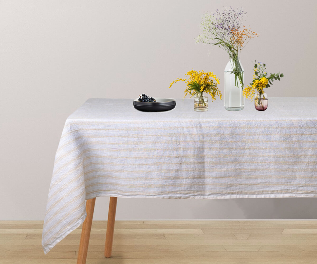 French linen table cloth, known for its timeless elegance and quality.