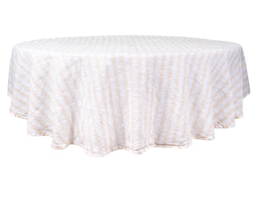 Elegant round linen tablecloth in natural color for rectangle tables