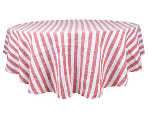 Red linen tablecloth, ideal for a rustic and cozy atmosphere