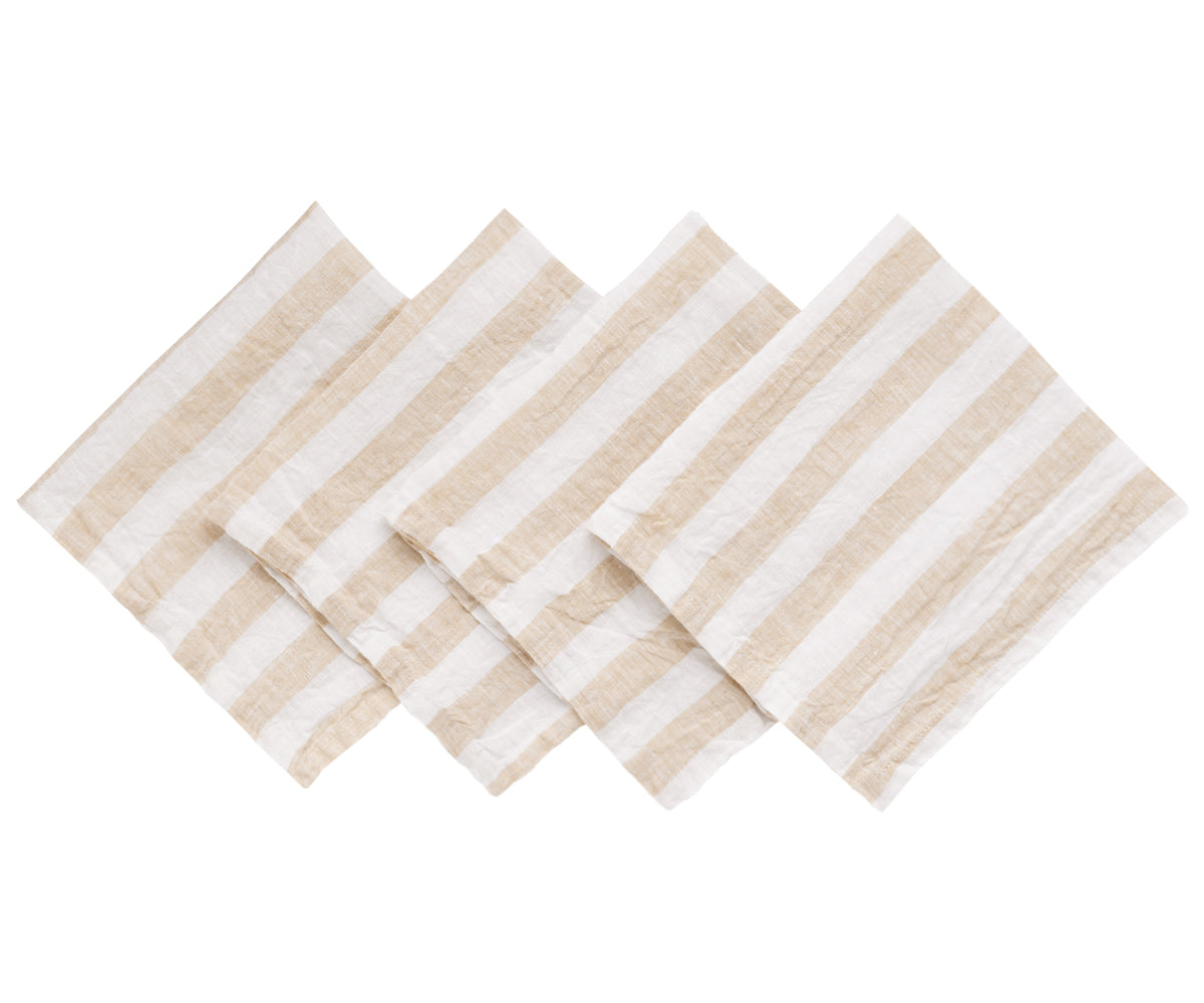 Italian stripe napkins adding flair and charm to your table decor, available in various colors.