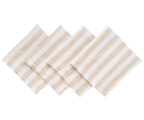 Set of four Italian Stripe Napkins with beige and white pattern