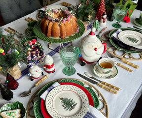 Classic navy striped pattern adds a touch of bistro flair to the table.