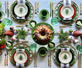 Colorful farmhouse stripes tablecloth bring a playful vibe to any gathering.