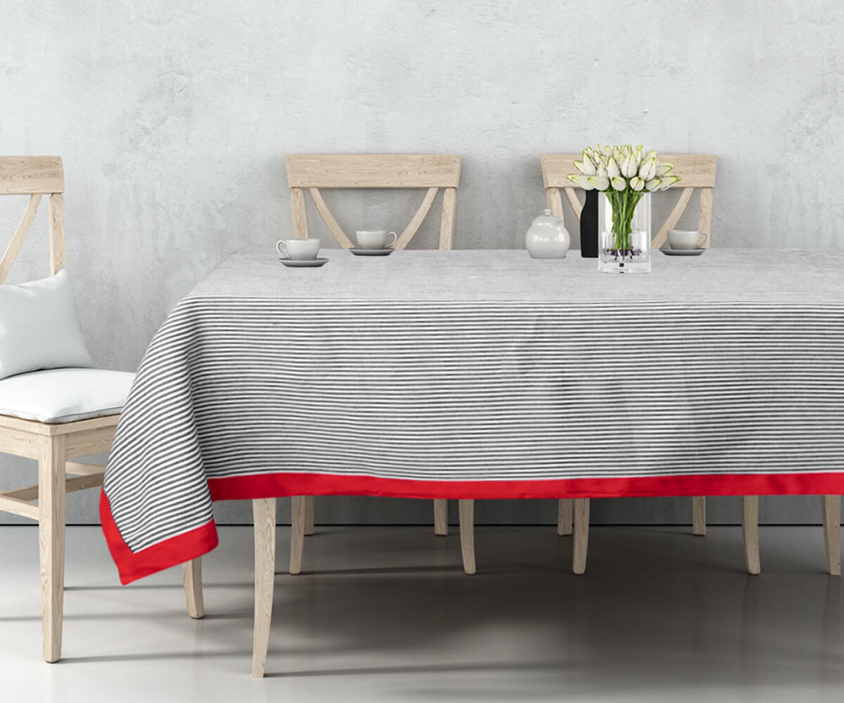 Black Rectangle Tablecloth - Black and Red Tablecloth