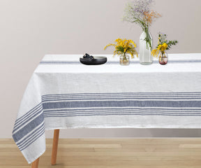 A white tablecloth specifically designed for a 6-foot table.