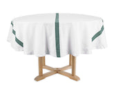Striped white and green cotton tablecloth for round table round table cover striped round table cover