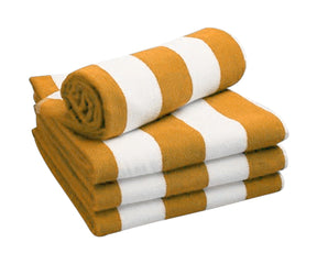 Bright Yellow and White Striped Beach Towels – 100% Cotton Pool Towels

