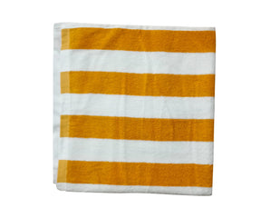 Yellow Cabana Stripe Beach Towels – Set of 2 Oversized Cotton Towels  