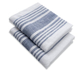  blue Striped Linen kitchen towels