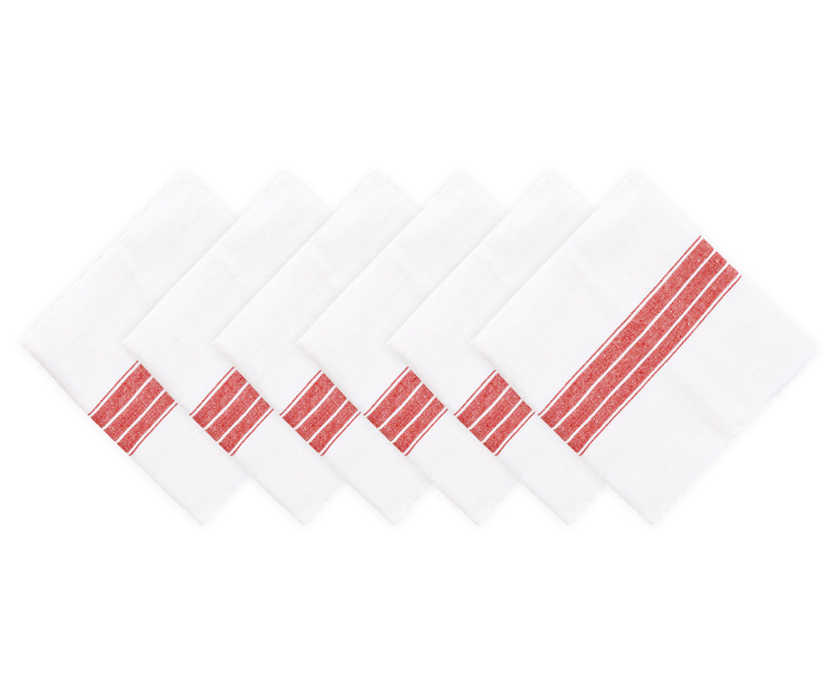 Cotton Napkins Set of 6 - Striped Napkins