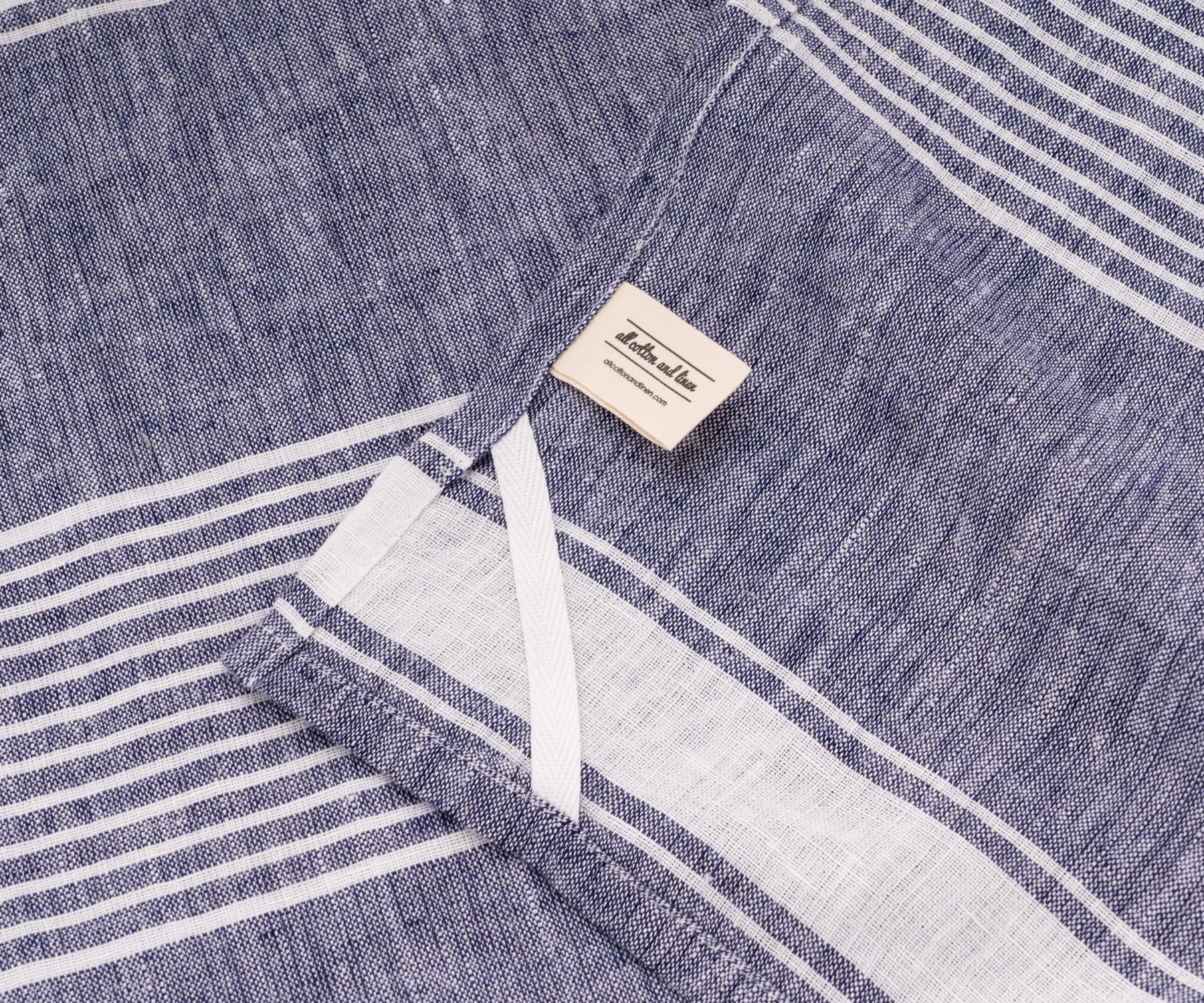 Blue and White Striped 100% Linen Kitchen Towels – Elegant and Practical Dish Towels, Set of Two