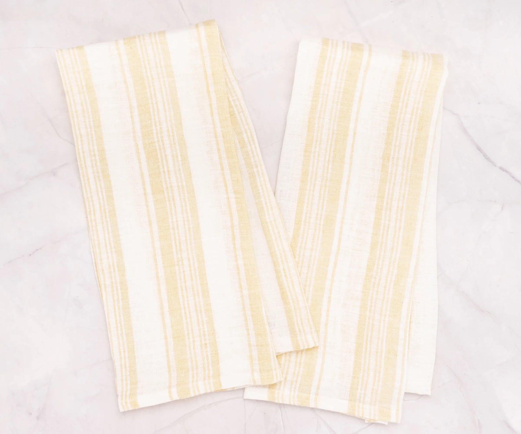 Bright yellow stripe linen kitchen towels, 18x28 inch absorbent dish cloths, set of 2 – eco-friendly and stylish kitchen essentials.