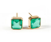 Emerald Green Quartz Earrings with Secure Push-Back Closure