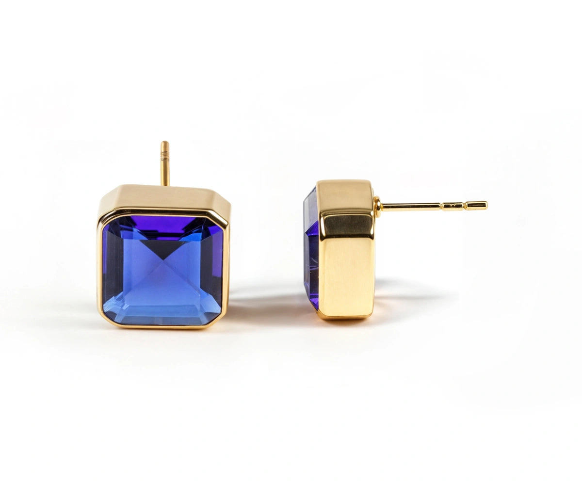 Classic Blue Sapphire Earrings with Secure Push-Back Closure