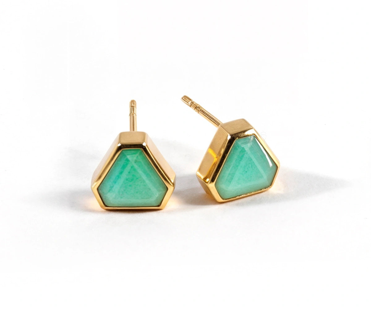 18K gold stud earrings for women