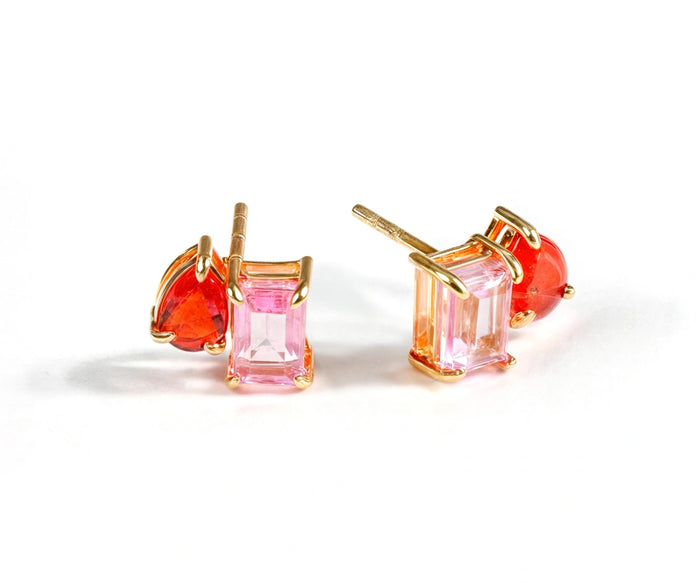 Ruby stud earrings gift for her dainty red gemstone jewelry