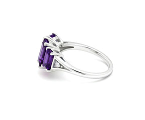 Beautiful amethyst ring with white zircon stones for daily wear