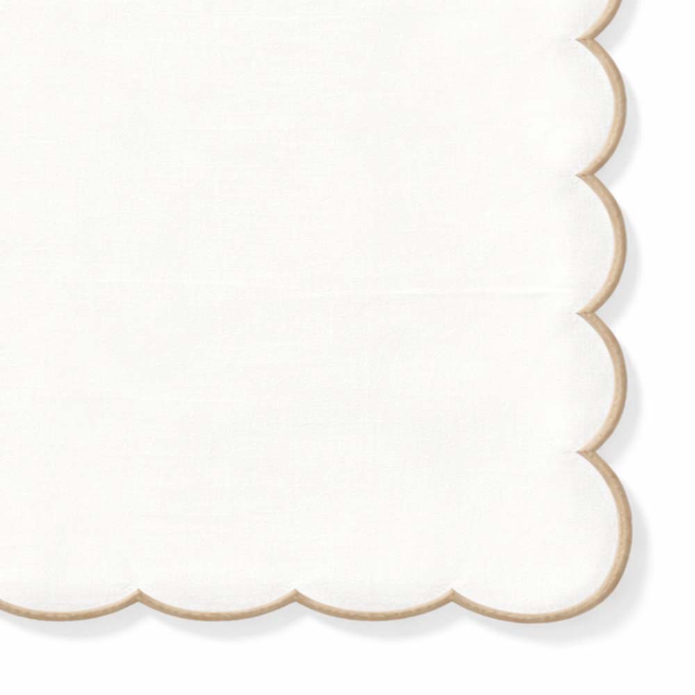 Soft reusable cotton dinner napkins with decorative scalloped border for everyday and holiday meals