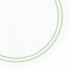 Premium round cotton placemat with intricate embroidery and delicate pearl detail, decorative table mat for everyday dining, weddings, and holiday tablescapes