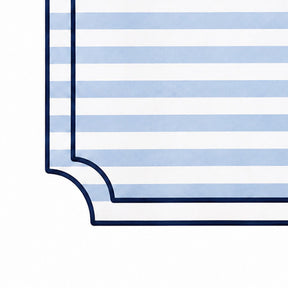 Light blue and white striped placemats with navy piping, cotton placemats for dining table and kitchen