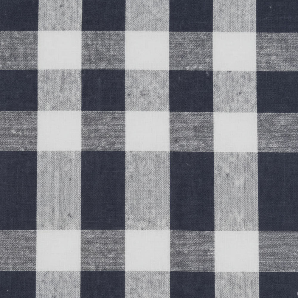 Navy and Cream buffalo check curtain