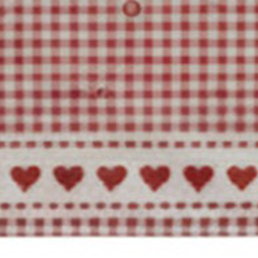 Red gingham cotton tablecloth with heart border detail