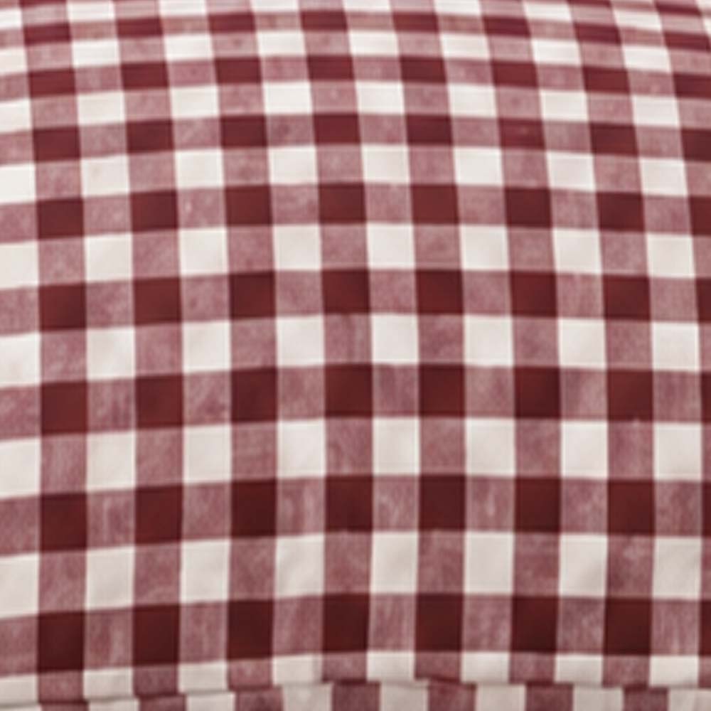Dark red gingham duvet cover in soft European linen, cozy linen bedding set for farmhouse and rustic bedrooms