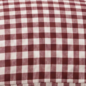 Dark red gingham duvet cover in soft European linen, cozy linen bedding set for farmhouse and rustic bedrooms