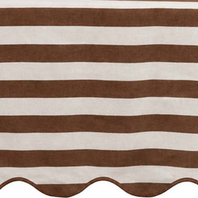 Coffee brown cotton striped tablecloth for dining table decor
Scalloped edge tablecloth with a refined decorative finish
