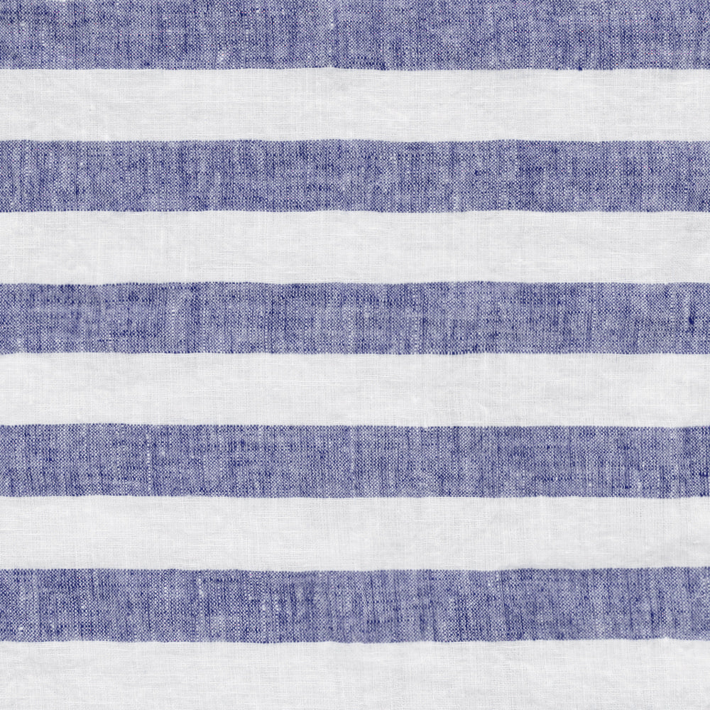 Detail of an Italian Stripe Napkin with a blue and white striped design