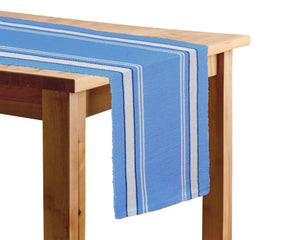 Embrace farmhouse chic with a striped table runner, adding rustic appeal to your table setting.