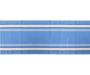 Complete your farmhouse look with a striped table runner, blending elegance and simplicity.