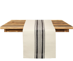 Timeless style with a white farmhouse dining table runner.