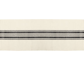 Versatile striped table runner for indoor and outdoor tables.