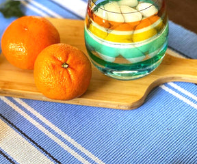 Country-themed striped table runner for any occasion.